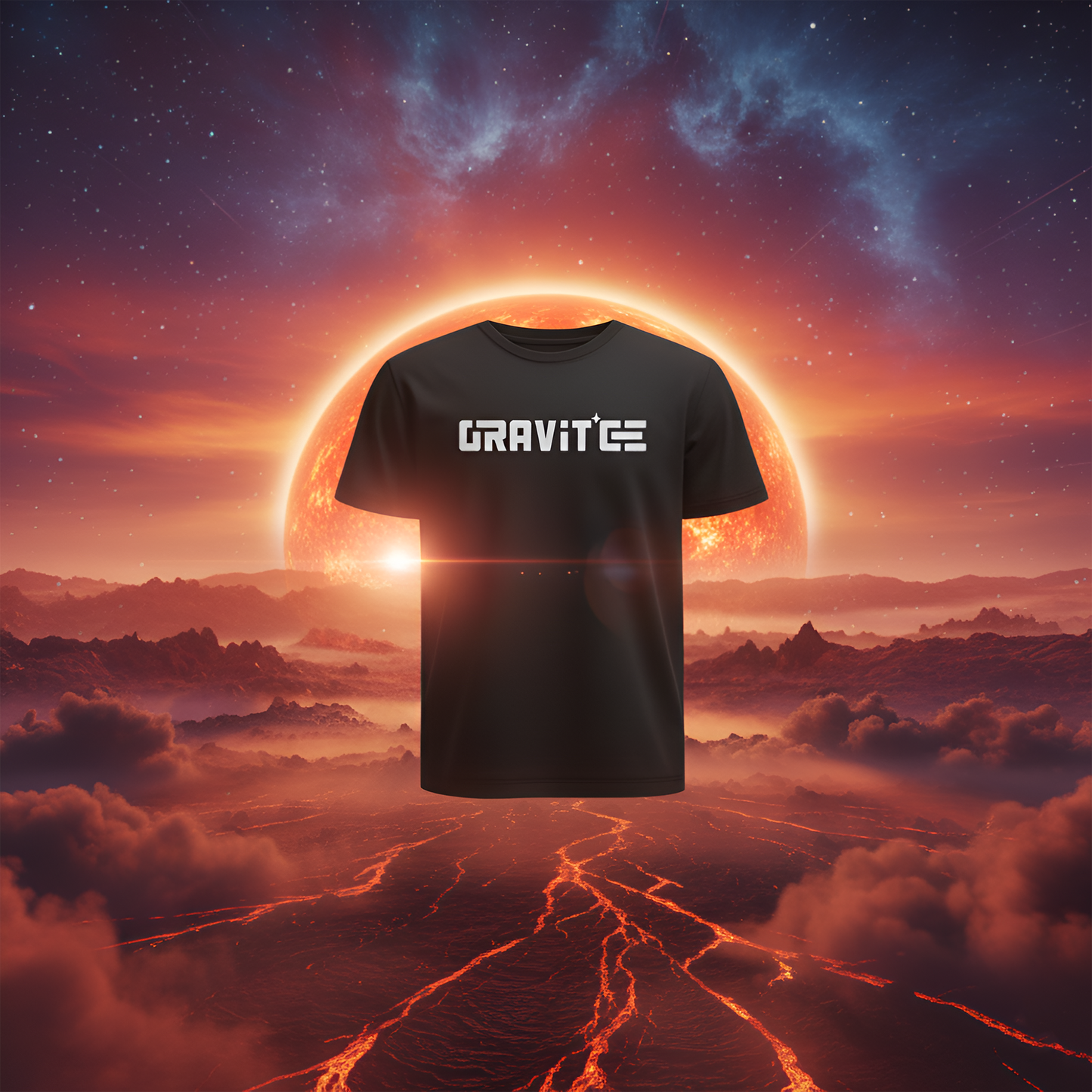 Basic Plain Black Regular Gravit’ee T-Shirt